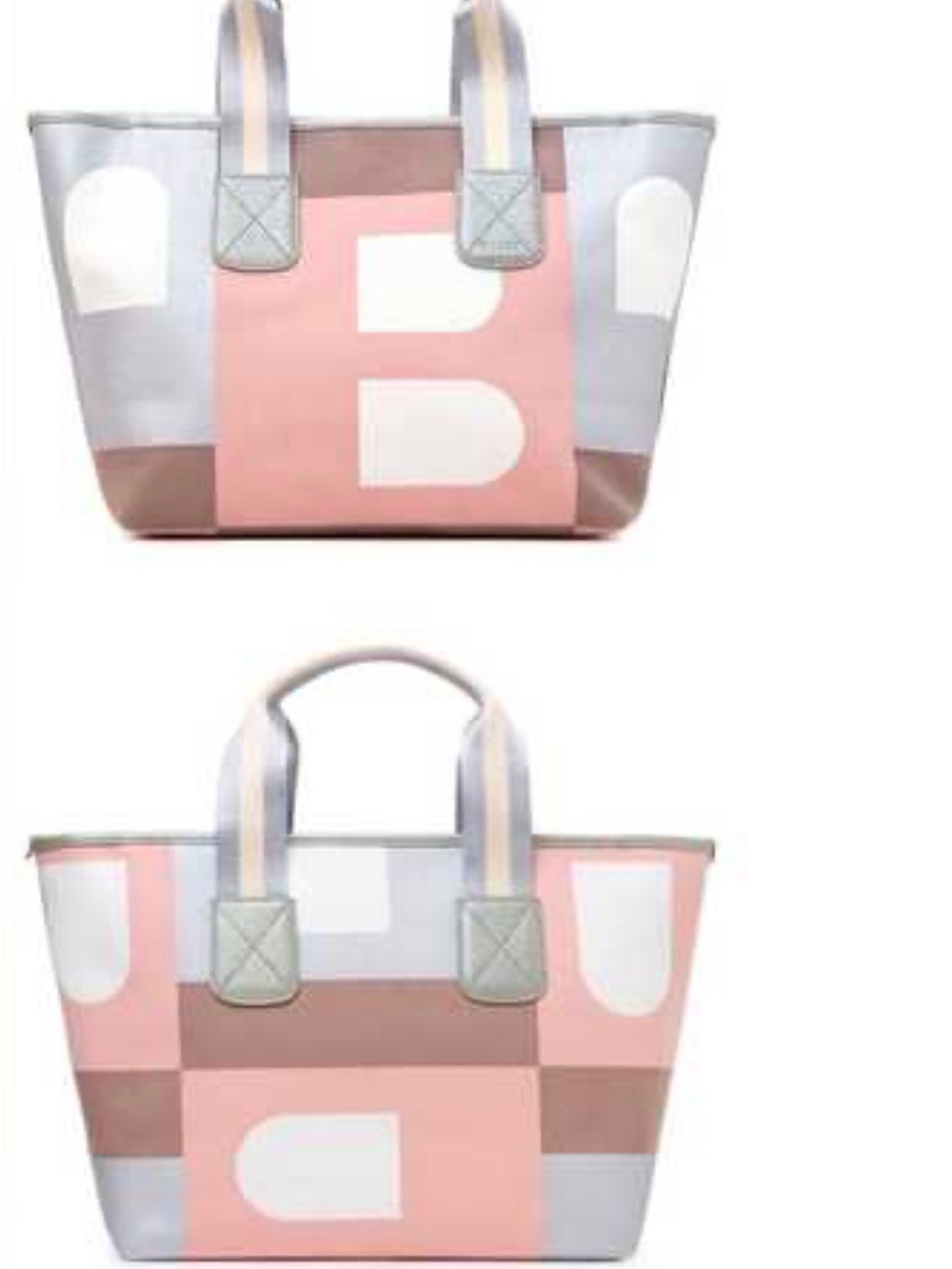 Bally Pink, Gray and White Logo Patchwork Tote